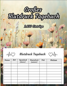 Großes Blutdruck Tagebuch